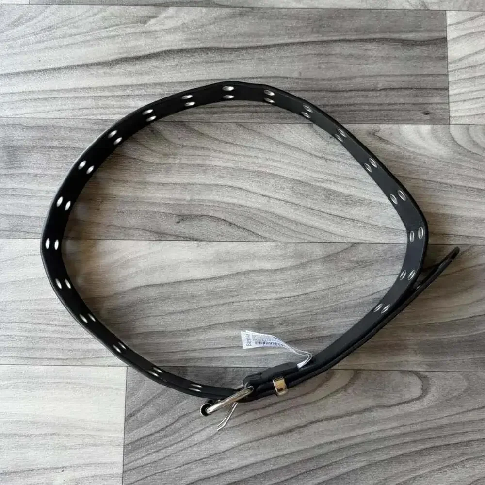 Bershka Double Grommet Black Leather Belt 85